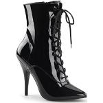 Schwarze Runde Pfennigabsatz High Heel Stiefeletten & High Heel Boots aus PU für Damen Größe 44 