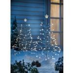 Silberne Lichterbäume Außen mit Weihnachts-Motiv 2-teilig 