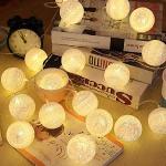 ELINKUME LED Cotton Ball Lichterkette Warmweiß 3,3