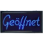 LED Display Schild GEÖFFNET - blau - Werbeschild Leuchtreklame Leuchtschild