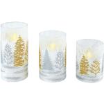 Silberne Weltbild Winterwald LED Kerzen mit beweglicher Flamme aus Glas 3-teilig 