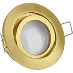 LEDANDO LED Einbaustrahler Set Gold/Messing mit LED GU10 Markenstrahler 5W - schwenkbar - warmweiss - 120° Abstrahlwinkel - A+ - 35W Ersatz - Milchglasoptik