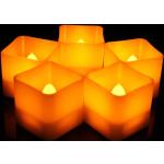 Gelbe Quadratische LED Kerzen mit beweglicher Flamme 12-teilig 
