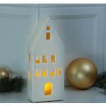 Reduzierte Weiße Lichthäuser & Weihnachtsdörfer aus Porzellan LED beleuchtet 