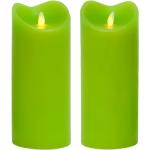 Grüne 23 cm Runde LED Kerzen mit Timer aus Kunststoff 