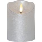 Silberne 10 cm LED Kerzen mit beweglicher Flamme strukturiert 