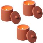 Orange Moderne 10 cm Runde LED Kerzen mit beweglicher Flamme aus Terrakotta im Topf 3-teilig 