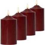 Rote Moderne 15 cm LED Kerzen mit beweglicher Flamme 4-teilig 