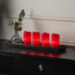 Rote Moderne 10 cm LED Kerzen mit beweglicher Flamme 4-teilig 