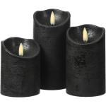 Schwarze LED Kerzen mit beweglicher Flamme Strukturierte 3-teilig 