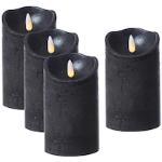 Schwarze Moderne LED Kerzen mit beweglicher Flamme strukturiert aus Papier 4-teilig 