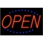 Vevendo LED Leucht-Schild OPEN Leuchtreklame geöffnet/open - Werbung, annimierte Reklame, Stopper, rot/blau