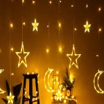 Sterne Lichtervorhänge & Lichternetze mit Weihnachts-Motiv mit Timer 