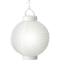 MARELIDA LED Solar Lampion 20cm Party Balkon Terrasse Gartenbeleuchtung Lichtsensor weiß - weiß Textil 4251280538165