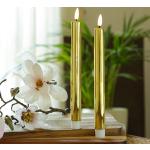 Goldene 25 cm LED Kerzen mit beweglicher Flamme 2-teilig 
