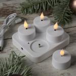 Reduzierte Weiße LED Kerzen mit beweglicher Flamme 4-teilig 