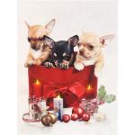 LED-Wandbild, Weihnachts-Hundewelpen-Motiv, 3 Flacker-LEDs, 30 x 40 cm