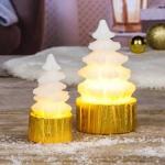 Reduzierte Goldene 14 cm LED Kerzen mit beweglicher Flamme 2-teilig 