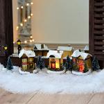 Weiße Lichthäuser & Weihnachtsdörfer LED beleuchtet 10-teilig 