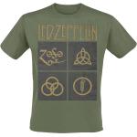 Olivgrüne Led Zeppelin Rundhals-Ausschnitt Herrenbandshirts Größe XXL für Festivals 