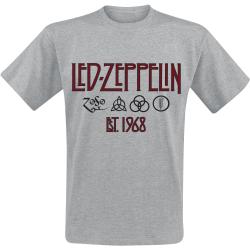 Led Zeppelin T-Shirt - Symbols Est. 1968 - M bis 3XL - für Männer - Größe L - grau meliert - Lizenziertes Merchandise