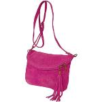 Leder- Messenger- / Umhängetasche Tasche aus echt.Velour-/ Wildleder Pink , Minibag Italy