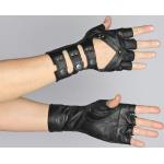 Schwarze Fingerlose Handschuhe & Halbfinger-Handschuhe mit Cutwork aus Leder für Herren Größe XS 