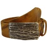 Reduzierte Braune Vintage Rettungsring Koppelgürtel aus Leder für Damen Länge 80 