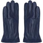 Blaue Fingerhandschuhe aus Leder für Damen Größe 8 