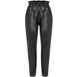Schwarze Sexy Lederleggings mit Gürtel mit Reißverschluss aus Leder für Damen Größe L für den für den Winter 