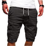 Dunkelgraue Unifarbene Casual Wasserdichte Chino-Shorts aus Leder für Herren Größe 5 XL Große Größen 