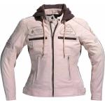 Hellgraue Sportliche Mini Kurze Lederjacken aus Leder mit Kapuze für Damen Größe M 