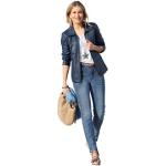Blaue Mainpol Maxi Stehkragen Lange Lederjacken aus Leder für Damen Größe XXL für den für den Herbst 