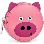 Reduzierte Rosa Damenschlüsseletuis & Damenschlüsseltaschen mit Schweinemotiv mit Reißverschluss aus Leder klein 