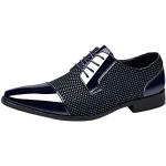 Dunkelblaue Lack-Optik Business Hochzeitsschuhe & Oxford Schuhe mit Schnürsenkel aus Glattleder atmungsaktiv für Herren Größe 42 für den für den Sommer 