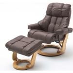 Braune Topdesign Relaxsessel mit Hocker aus Glattleder Breite 50-100cm, Höhe 100-150cm, Tiefe 50-100cm 