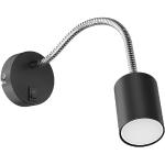 ledscom.de Leselampe WAIKA mit Schwanenhals und Schalter schwarz + GU10 LED Lampe warm-weiß 3-Stufen Dimmen: je max. 500lm