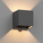 ledscom.de Wandleuchte CUBEL, Bewegungsmelder, für außen, anthrazit, IP65, Up & Downlight + LED Lampe 501lm, warmweiß
