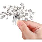 Silberne Elegante Haarkämme Hochzeit glänzend aus Kristall handgemacht für Damen für die Braut 