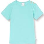Türkise Gestreifte Sportliche Kurzärmelige Leela Cotton Bio Nachhaltige Kinderkapuzenshirts für Babys Größe 92 