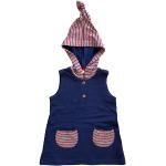 Blaue Gepunktete Ärmellose Leela Cotton Bio Nachhaltige Kinderkapuzenkleider aus Baumwolle für Babys Größe 68 