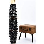 Schwarze Minimalistische 110 cm leewadee Runde Große Vasen 110 cm aus Holz 