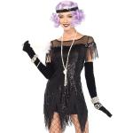 Schwarze Leg Avenue Charleston-Kostüme & 20er Jahre Kostüme mit Fransen aus Polyester für Damen Größe M 