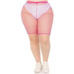 Leg Avenue Damen Industrial Net Biker Shorts Dessous-Set, neon pink, 1X/2X