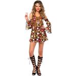 Leg Avenue Kostüm Flower Power, Hippie Kostüm für den Revoluzzer in Euch, braun