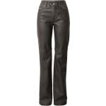 Braune Unifarbene 5-Pocket Hosen mit Reißverschluss aus Kunstleder für Damen Größe S 