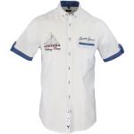 Reduzierte Weiße Bestickte Kurzärmelige Carlo Colucci Hemden mit Kent-Kragen für Herren Größe M für den für den Sommer 