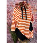 Orange Gestreifte Maritime Made In Italy Sweatkleider mit Kapuze für Damen 
