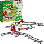 LEGO 10882 DUPLO Eisenbahn Schienen, Zugschienen-Bauset mit rotem Signalstein, Kinderspielzeug für Jungen und Mädchen ab 2 Jahren