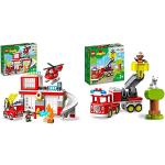 LEGO 10970 DUPLO Feuerwehrwache mit Hubschrauber, Feuerwehr-Spielzeug für Kleinkinder ab 2 Jahre mit Feuerwehrauto & 10969 DUPLO Town Feuerwehrauto Spielzeug